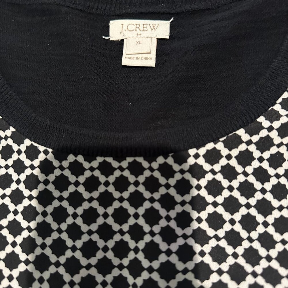 J Crew Navy Blue/White  Short Sleeve Pullover Light Sweater Size XL - Picture 3 of 5